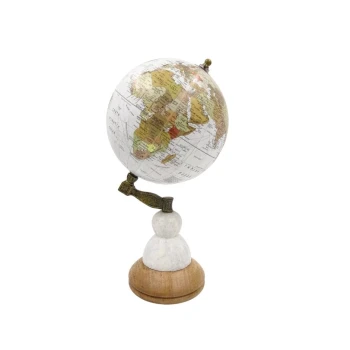 Globus dekoracyjny Voyager na podstawie marmurowo-drewnianej GLB-108 -GD